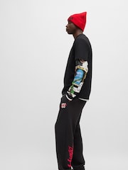 HUGO Black Double Logo 100% Cotton Terry Tracksuit Bottoms - Image 3 of 6