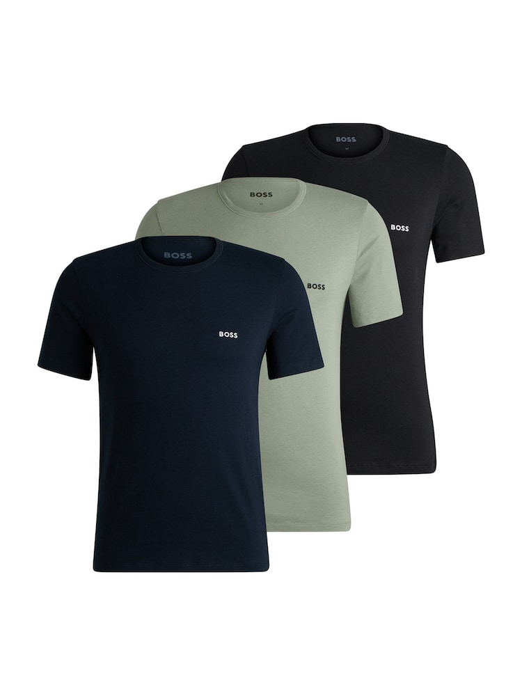 BOSS 100% Cotton Embroidered Logo T-Shirts 3 Pack - Image 1 of 5
