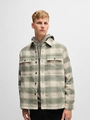 BOSS Natural Oversized Fit Checked Overshirt In Tweed - Image 1 of 6