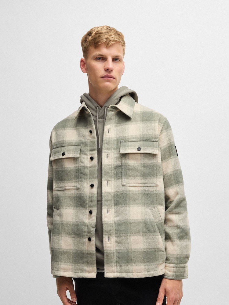 BOSS Natural Oversized Fit Checked Overshirt In Tweed - Image 1 of 6