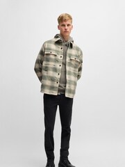 BOSS Natural Oversized Fit Checked Overshirt In Tweed - Image 2 of 6