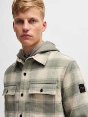 BOSS Natural Oversized Fit Checked Overshirt In Tweed - Image 5 of 6