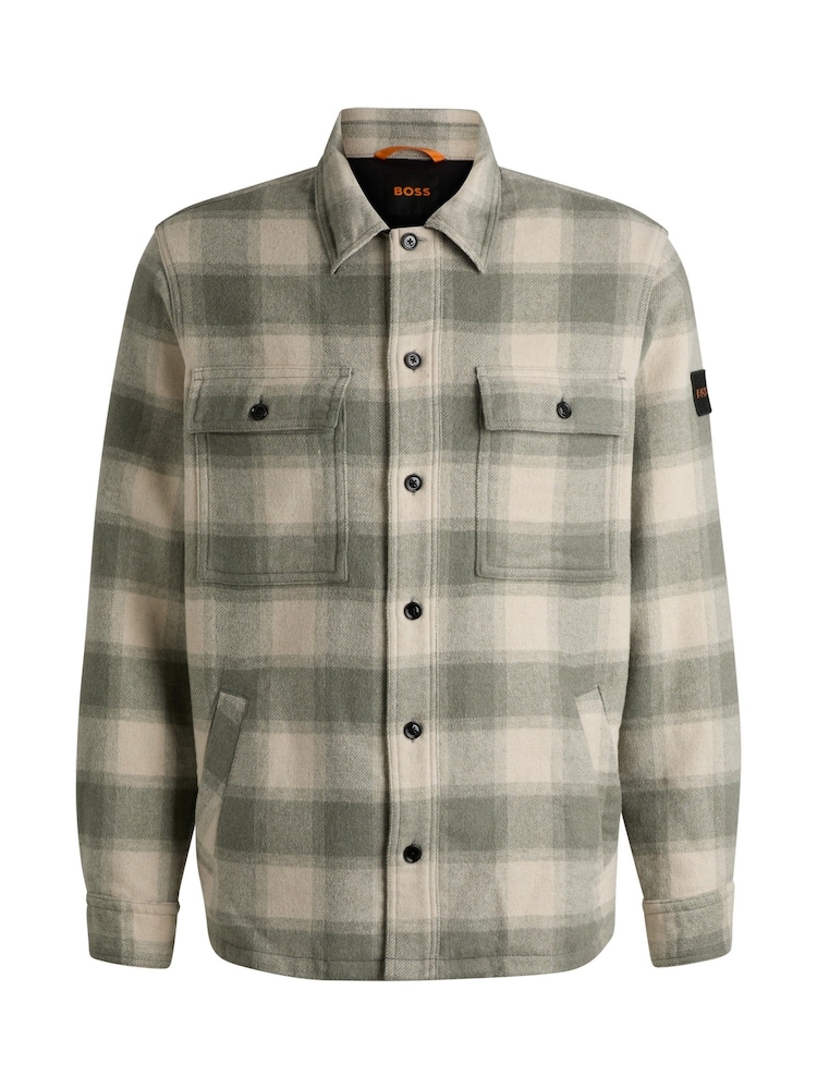 BOSS Natural Oversized Fit Checked Overshirt In Tweed - Image 6 of 6