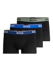 BOSS Black Logo Waistband Stretch Cotton Trunks 3 Pack - Image 1 of 7