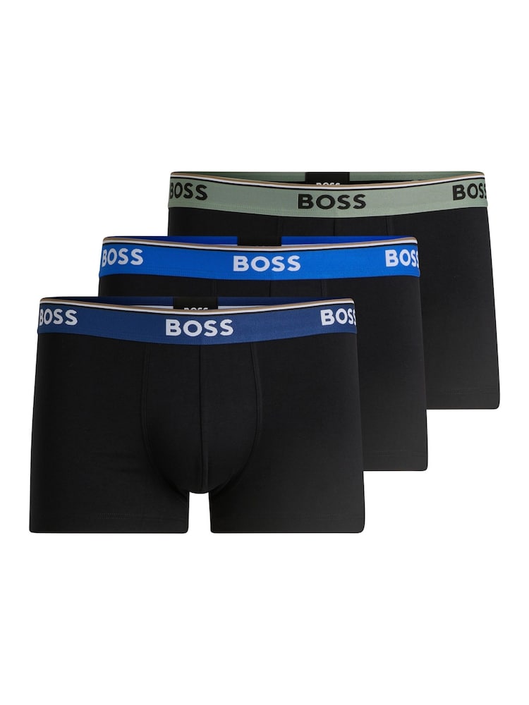 BOSS Black Logo Waistband Stretch Cotton Trunks 3 Pack - Image 1 of 7