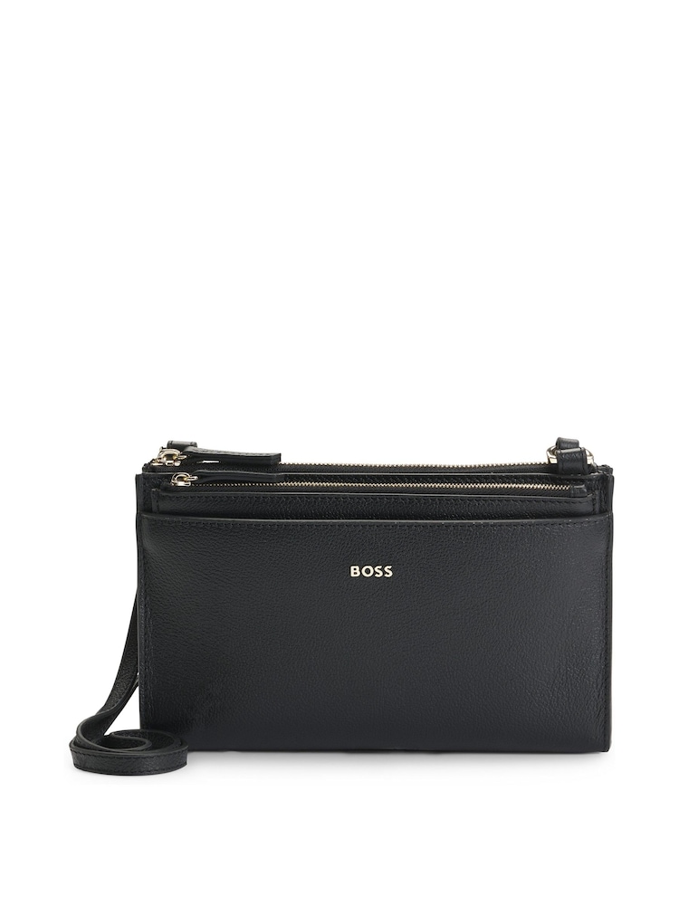 BOSS Black Detachable Pochette Mini Bag In Pebbled Leather - Image 1 of 5