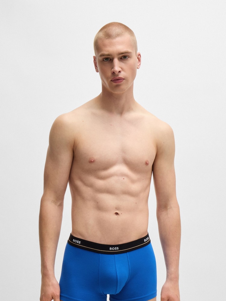 BOSS Blue Five Pack of Logo Waistband Trunks in Stretch Cotton - Image 2 of 7 BOSS Blue Five Pack of Logo Waistband Trunks in Stretch Cotton - Image 2 of 7