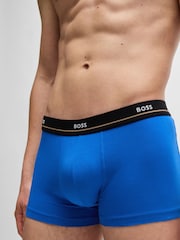 BOSS Blue Five Pack of Logo Waistband Trunks in Stretch Cotton - Image 4 of 7