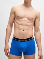 BOSS Blue Five Pack of Logo Waistband Trunks in Stretch Cotton - Image 5 of 7