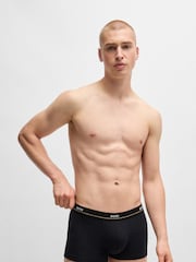 BOSS Blue Five Pack of Logo Waistband Trunks in Stretch Cotton - Image 6 of 7