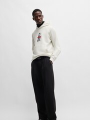 HUGO Grey Animal Print Graphic Hoodie in 100% Cotton Terry - Image 3 of 5