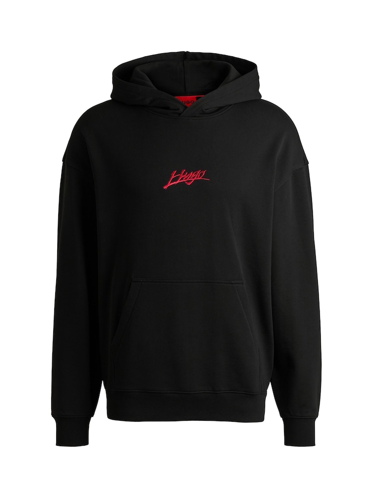 HUGO Black Logo Print Hoodie in 100% Cotton Terry - Image 5 of 5 HUGO Black Logo Print Hoodie in 100% Cotton Terry - Image 5 of 5