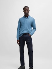 BOSS Blue Slim Fit Logo Patch Stretch Cotton Polo Shirt - Image 2 of 5