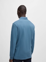 BOSS Blue Slim Fit Logo Patch Stretch Cotton Polo Shirt - Image 3 of 5