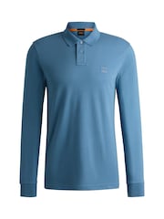 BOSS Blue Slim Fit Logo Patch Stretch Cotton Polo Shirt - Image 5 of 5
