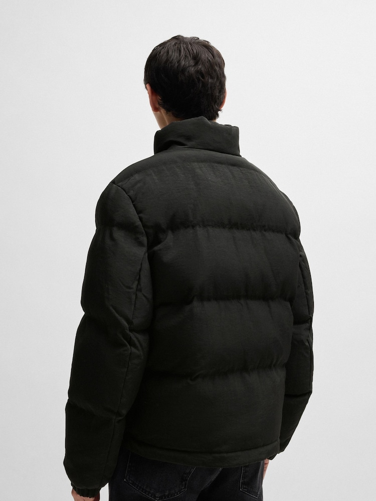 HUGO Black Logo Label Puffer Jacket With Water Repellent Finish - Image 2 of 6
