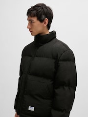 HUGO Black Logo Label Puffer Jacket With Water Repellent Finish - Image 3 of 6