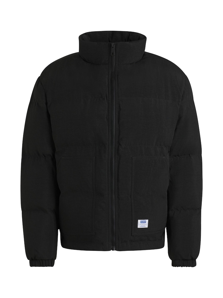 HUGO Black Logo Label Puffer Jacket With Water Repellent Finish - Image 6 of 6