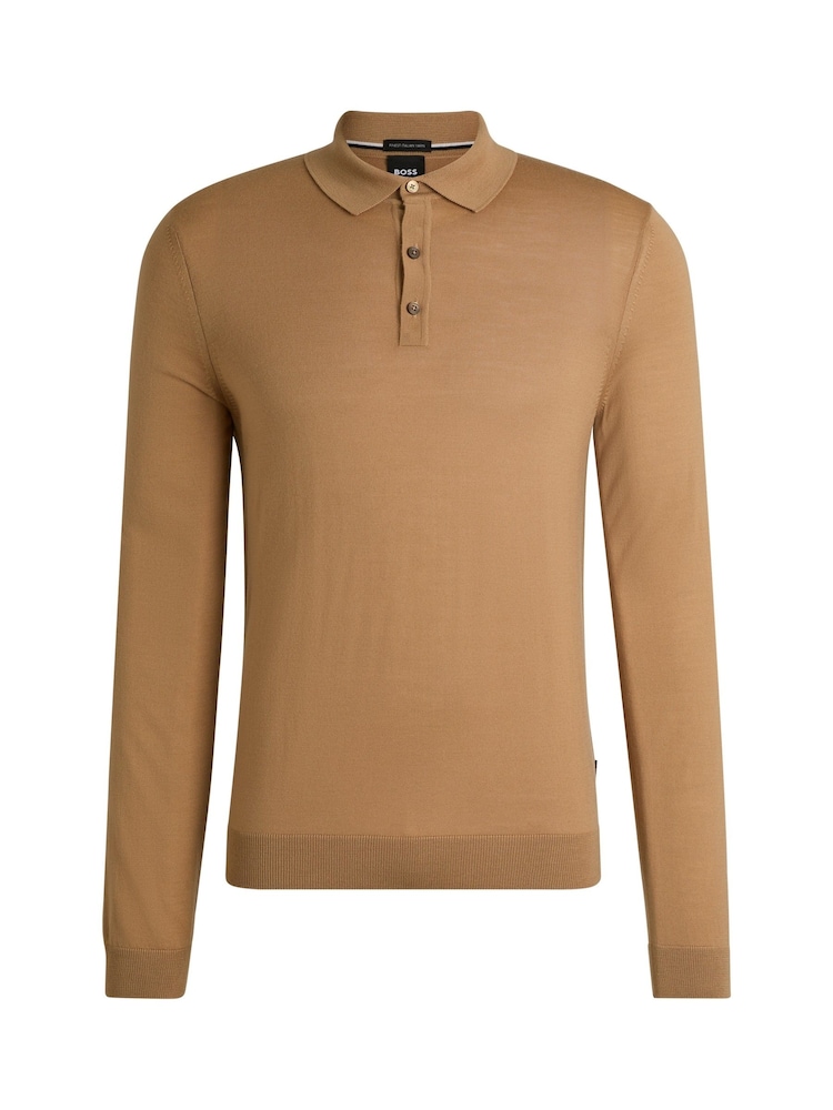 BOSS Natural Virgin Wool Kniited Polo Shirt - Image 5 of 5