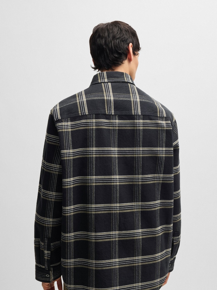 HUGO Black Oversized Fit Checked 100% Cotton Shirt - Image 2 of 6