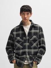 HUGO Black Oversized Fit Checked 100% Cotton Shirt - Image 3 of 6