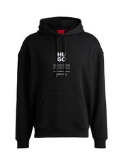 HUGO Black Cotton Blend Hoodie With Flame Floral Artwork - Image 5 of 5