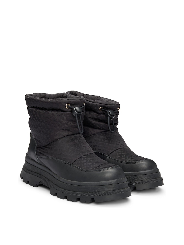 BOSS Black Leather Trim Boots With Monogram Pattern - Image 2 of 3