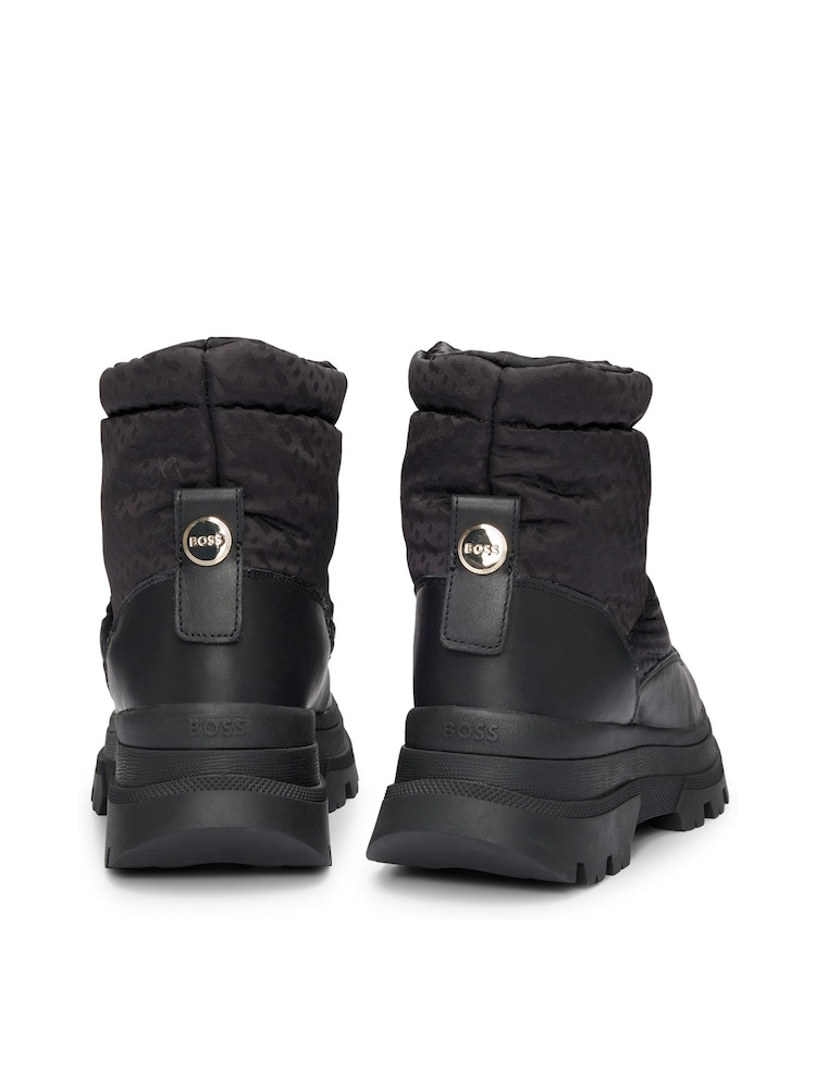 BOSS Black Leather Trim Boots With Monogram Pattern - Image 3 of 3