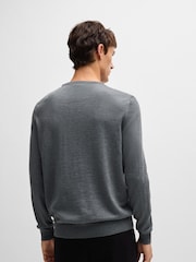 BOSS Grey Embroidered Logo Virgin Wool Sweater - Image 2 of 5