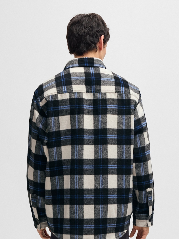 HUGO Grey/White Slim-Fit Checked Shirt in Brushed Fabric - Image 2 of 6