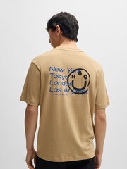 HUGO Natural Smiley Face Logos 100% Cotton Jersey T-Shirt - Image 3 of 5