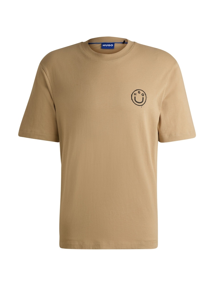 HUGO Natural Smiley Face Logos 100% Cotton Jersey T-Shirt - Image 5 of 5
