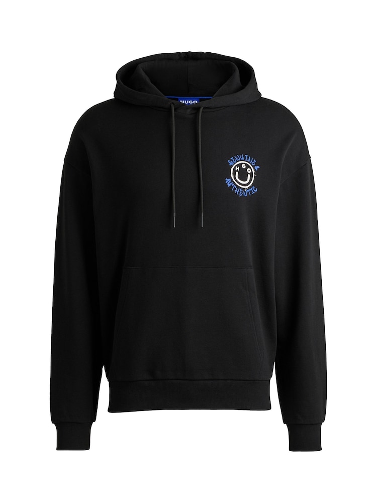 HUGO Black Seasonal Artwork 100% Cotton Hoodie - Image 5 of 5