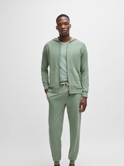 BOSS Green Embroidered Logo Zip-Up Hoodie in Stretch Cotton - Image 1 of 5