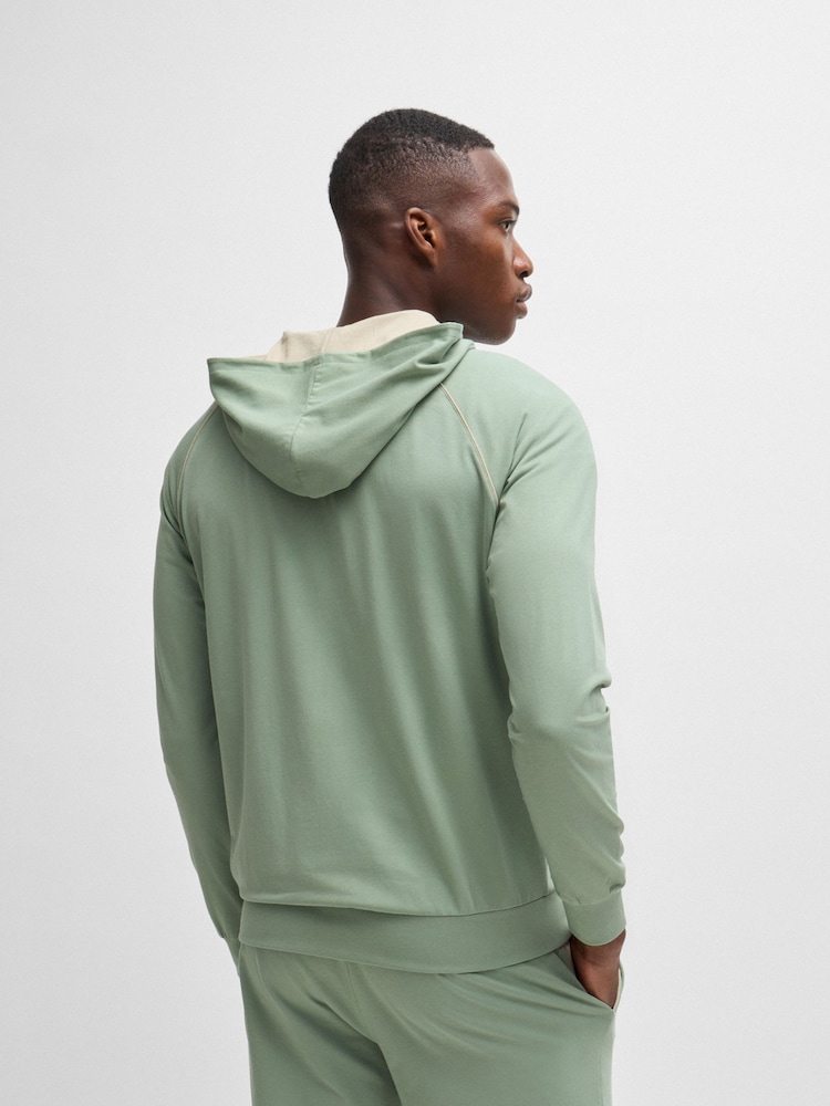 BOSS Green Embroidered Logo Zip-Up Hoodie in Stretch Cotton - Image 3 of 5