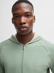 BOSS Green Embroidered Logo Zip-Up Hoodie in Stretch Cotton - Image 4 of 5