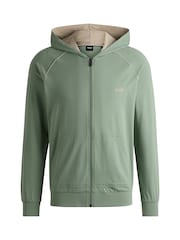 BOSS Green Embroidered Logo Zip-Up Hoodie in Stretch Cotton - Image 5 of 5