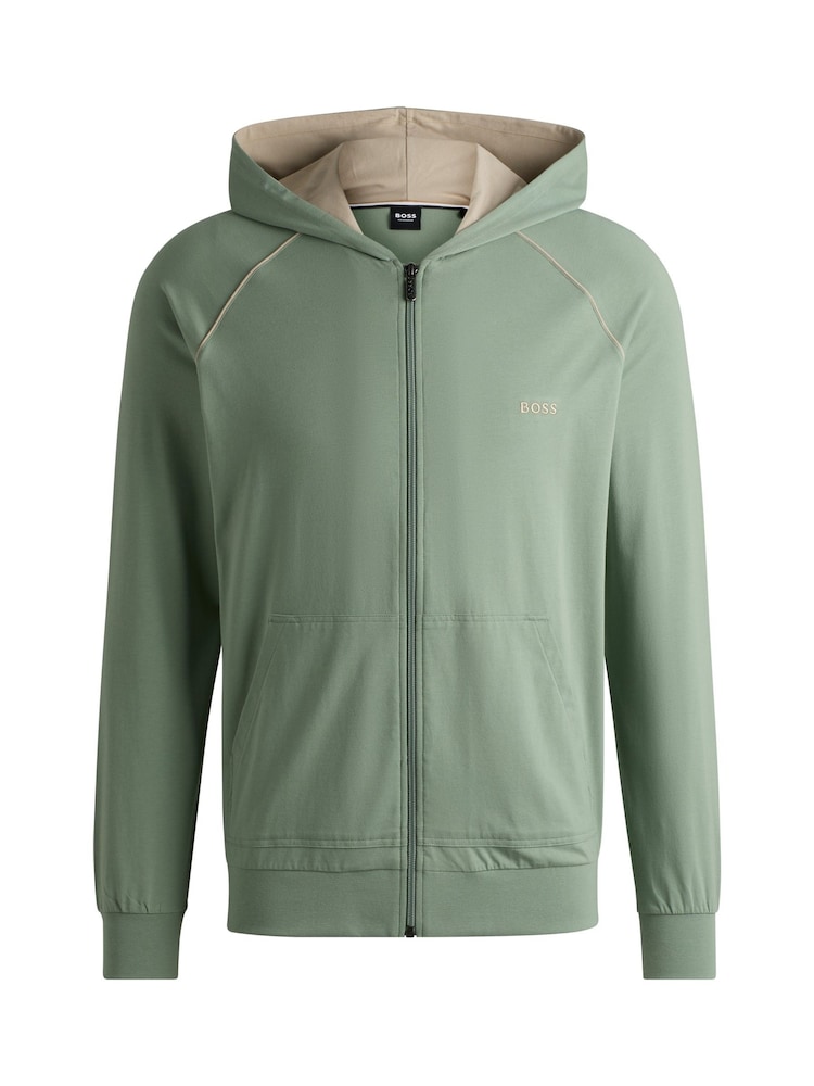 BOSS Green Embroidered Logo Zip-Up Hoodie in Stretch Cotton - Image 5 of 5
