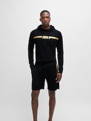 BOSS Black 100% Cotton Terry Hoodie With Foil Print Logo - Image 1 of 5