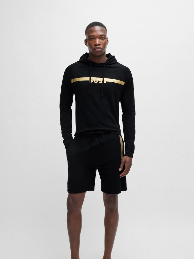 BOSS Black 100% Cotton Terry Hoodie With Foil Print Logo - Image 1 of 5 BOSS Black 100% Cotton Terry Hoodie With Foil Print Logo - Image 1 of 5
