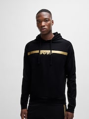 BOSS Black 100% Cotton Terry Hoodie With Foil Print Logo - Image 3 of 5