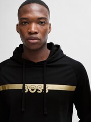 BOSS Black 100% Cotton Terry Hoodie With Foil Print Logo - Image 4 of 5