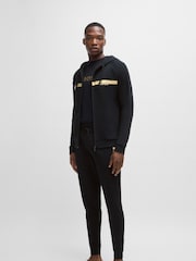 BOSS Black 100% Cotton Terry Zip-Up Hoodie With Foil Print Logo - Image 1 of 5