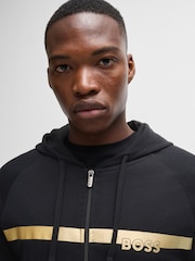BOSS Black 100% Cotton Terry Zip-Up Hoodie With Foil Print Logo - Image 4 of 5