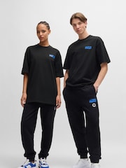HUGO Black Smiley-Face Logo 100% Cotton Jersey T-Shirt - Image 1 of 4