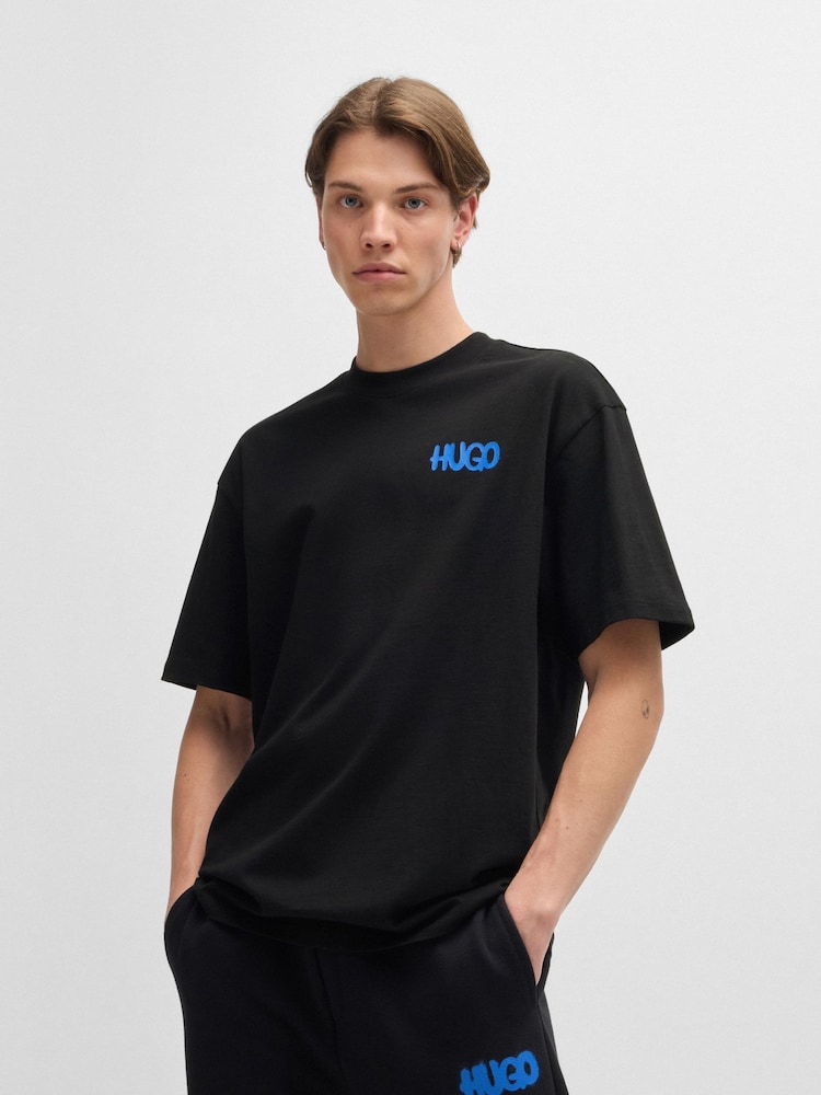 HUGO Black Smiley-Face Logo 100% Cotton Jersey T-Shirt - Image 2 of 4