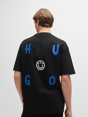 HUGO Black Smiley-Face Logo 100% Cotton Jersey T-Shirt - Image 3 of 4