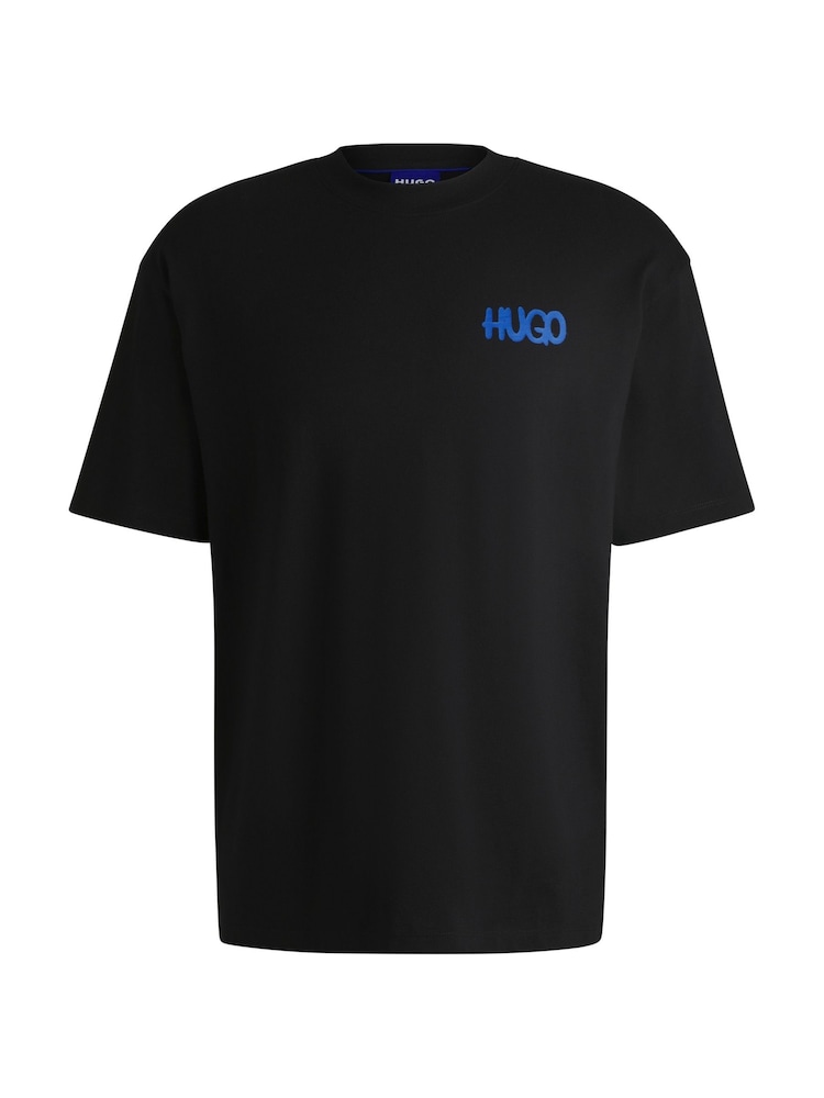HUGO Black Smiley-Face Logo 100% Cotton Jersey T-Shirt - Image 4 of 4