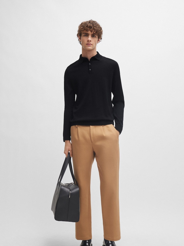 BOSS Black Virgin Wool Kniited Polo Shirt - Image 2 of 5