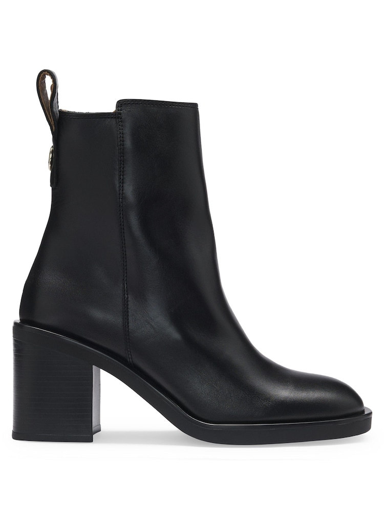 BOSS Black Leather Boots With 7Cm Block Heel - Image 2 of 4